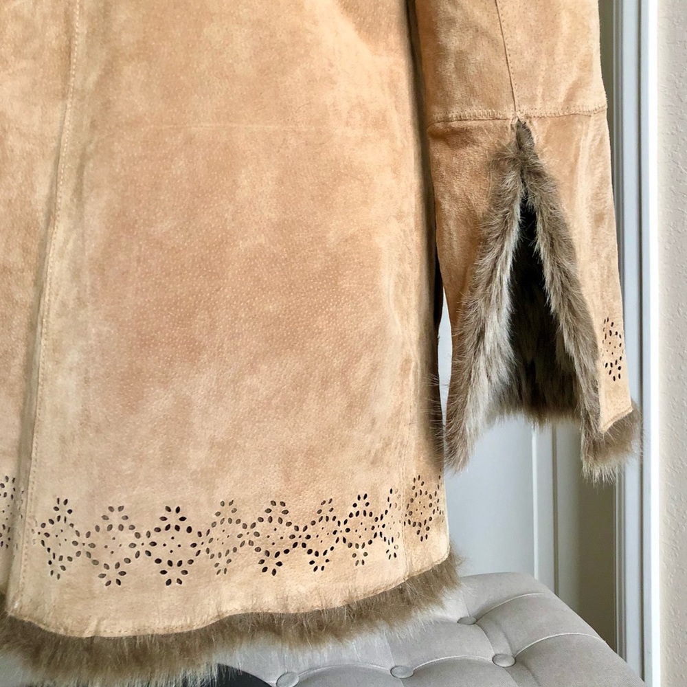 NWOT HOST PICK 🎉 Y2K Leather and Faux Fur Collared Coat M - Picture 6 of 8